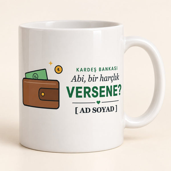 Abi, Bir Harçlık - İsimli Abi Kupası - Hediye Kutusu