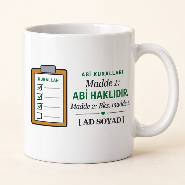 Abi Kuralları - İsimli Abi Kupası - Hediye Kutusu