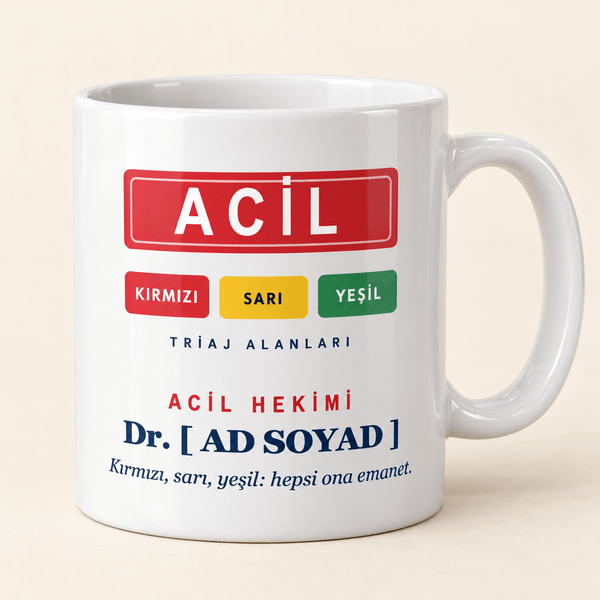 ACİL Tabelalı İsimli Acil Hekimi Kupası - Hediye Kutusu