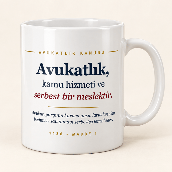 Avukatlık Kanunu Madde 1 Yazılı Kupa - Hediye Kutusu