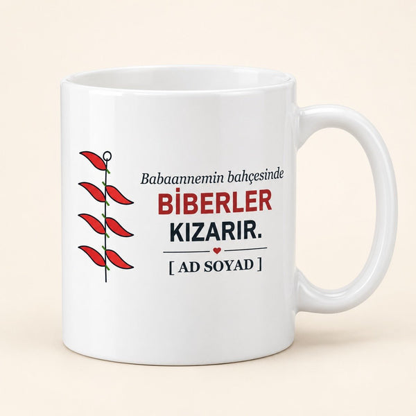 Biberler Kızarır - İsimli Babaanne Kupası - Hediye Kutusu