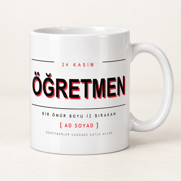 Dev Tipografi İsimli Öğretmenler Günü Kupası - Hediye Kutusu