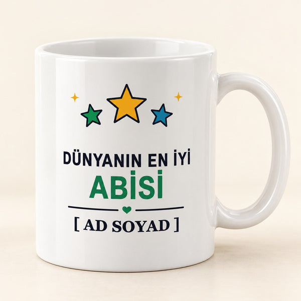 Dünyanın En İyi Abisi - İsimli Abi Kupası - Hediye Kutusu