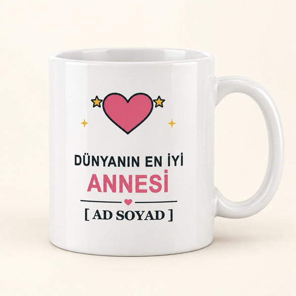 Dünyanın En İyi Annesi - İsimli Anne Kupası - Hediye Kutusu