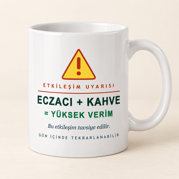 Eczacı ve Kahve Etkileşim Uyarılı Kupa - Hediye Kutusu