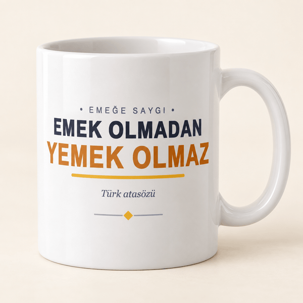 Emek Olmadan Yemek Olmaz Yazılı Kupa - Hediye Kutusu
