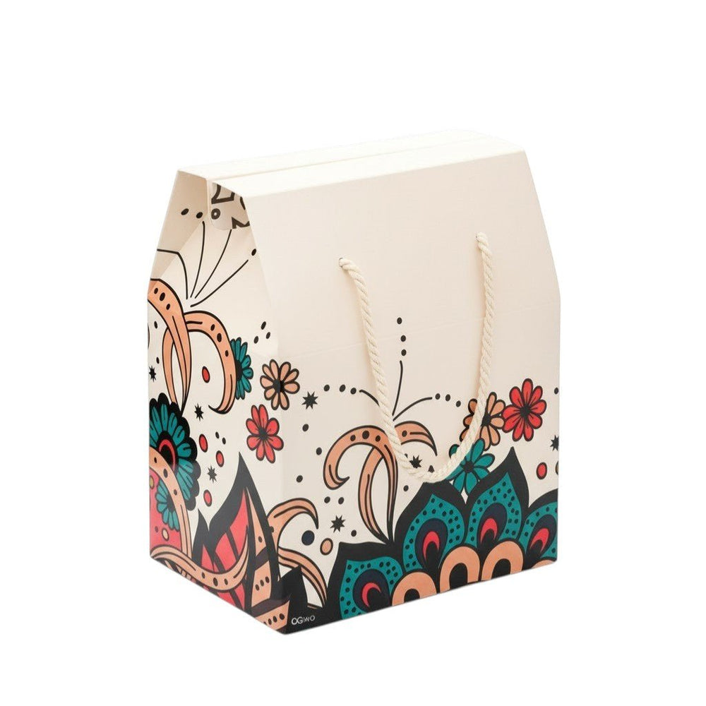 Floral Cream Çiçek Desenli Hediye Kutusu - Hediye Kutusu