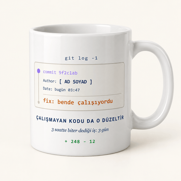 Git Commit Tasarımlı İsimli Yazılım Mühendisi Kupası - Hediye Kutusu