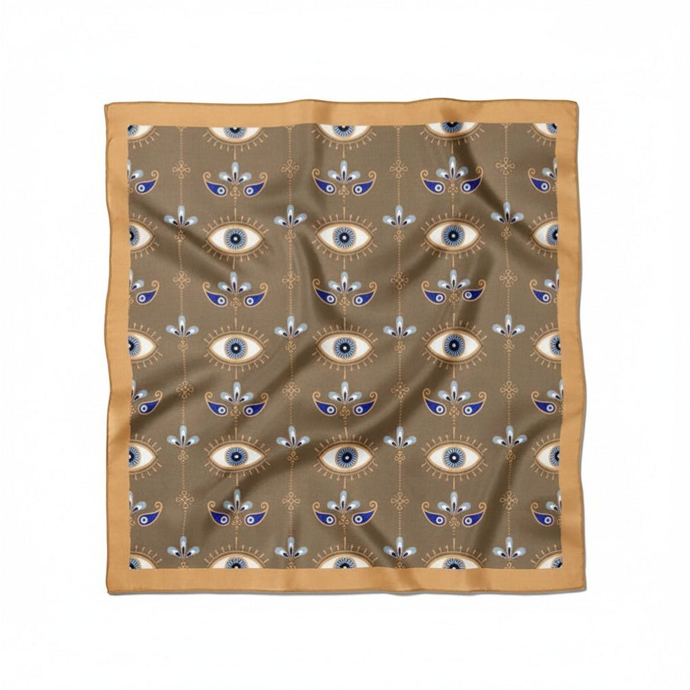 Göz Desenli Haki - Bej Bandana - Hediye Kutusu