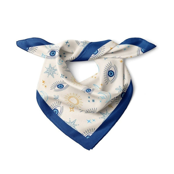 Göz Desenli Mavi Bandana - Hediye Kutusu