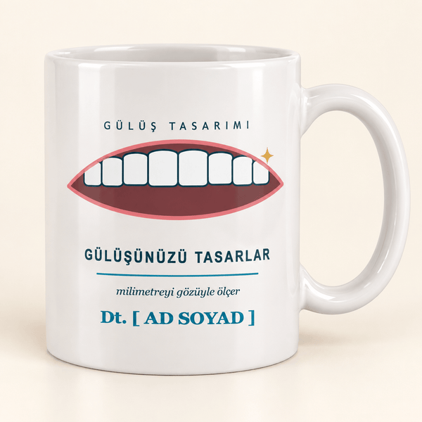 Gülüş Tasarımlı İsimli Diş Hekimi Kupası - Hediye Kutusu