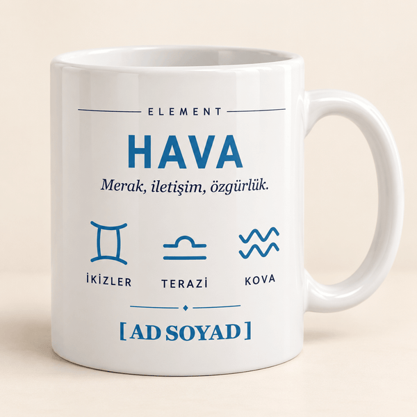 Hava Elementi İsimli Kupa - Hediye Kutusu