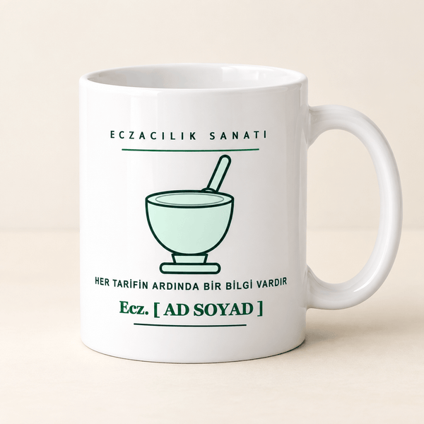 Havan ve Tokmaklı İsimli Eczacı Kupası - Hediye Kutusu