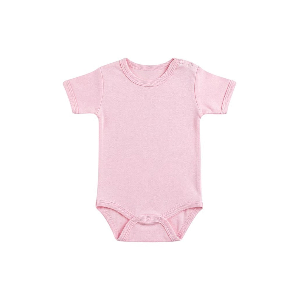Hediye Kutusu pink cotton short-sleeve baby bodysuit with snap closure