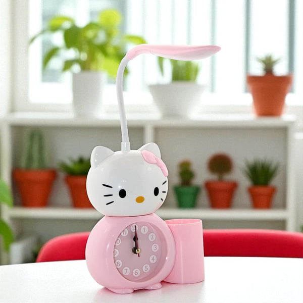 Hello Kitty Masa Lambası Saat Ve Kalemlik - Hediye Kutusu