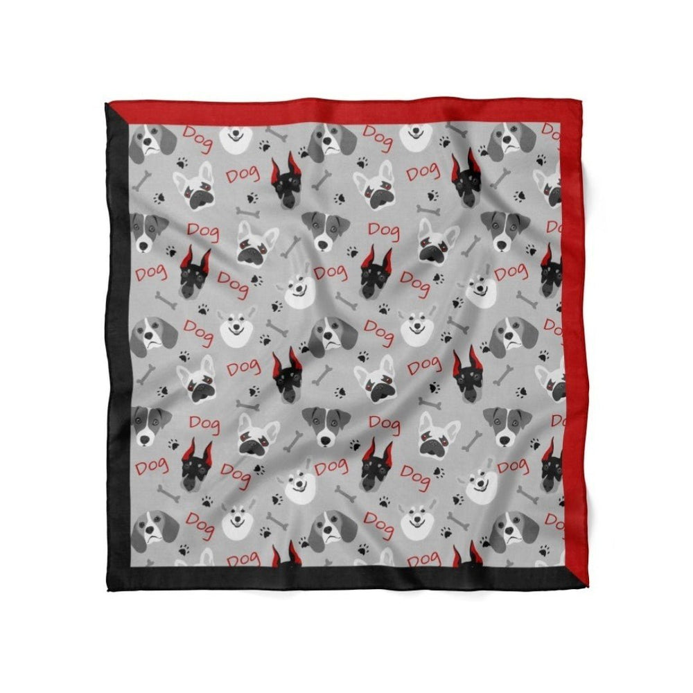 Köpek Desenli Gri Bandana - Hediye Kutusu