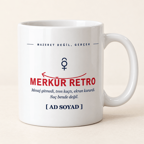 Merkür Retro İsimli Kupa - Hediye Kutusu