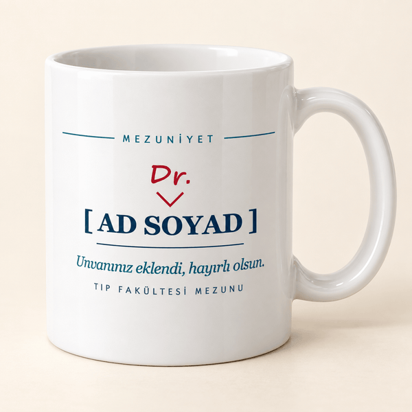 Mezuniyet Dr. Unvanlı İsimli Kupa - Hediye Kutusu