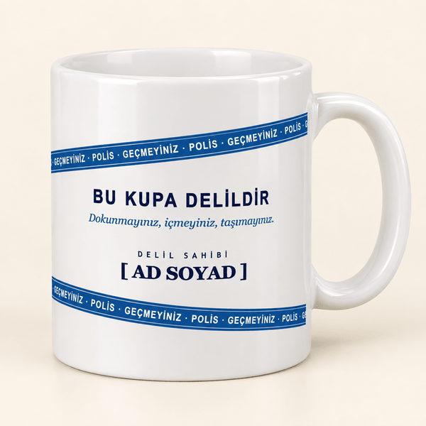 Olay Yeri Şeritli İsimli Polis Kupası - Hediye Kutusu