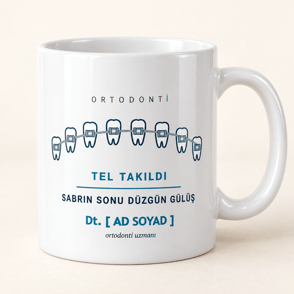 Ortodonti Tasarımlı İsimli Diş Hekimi Kupası - Hediye Kutusu