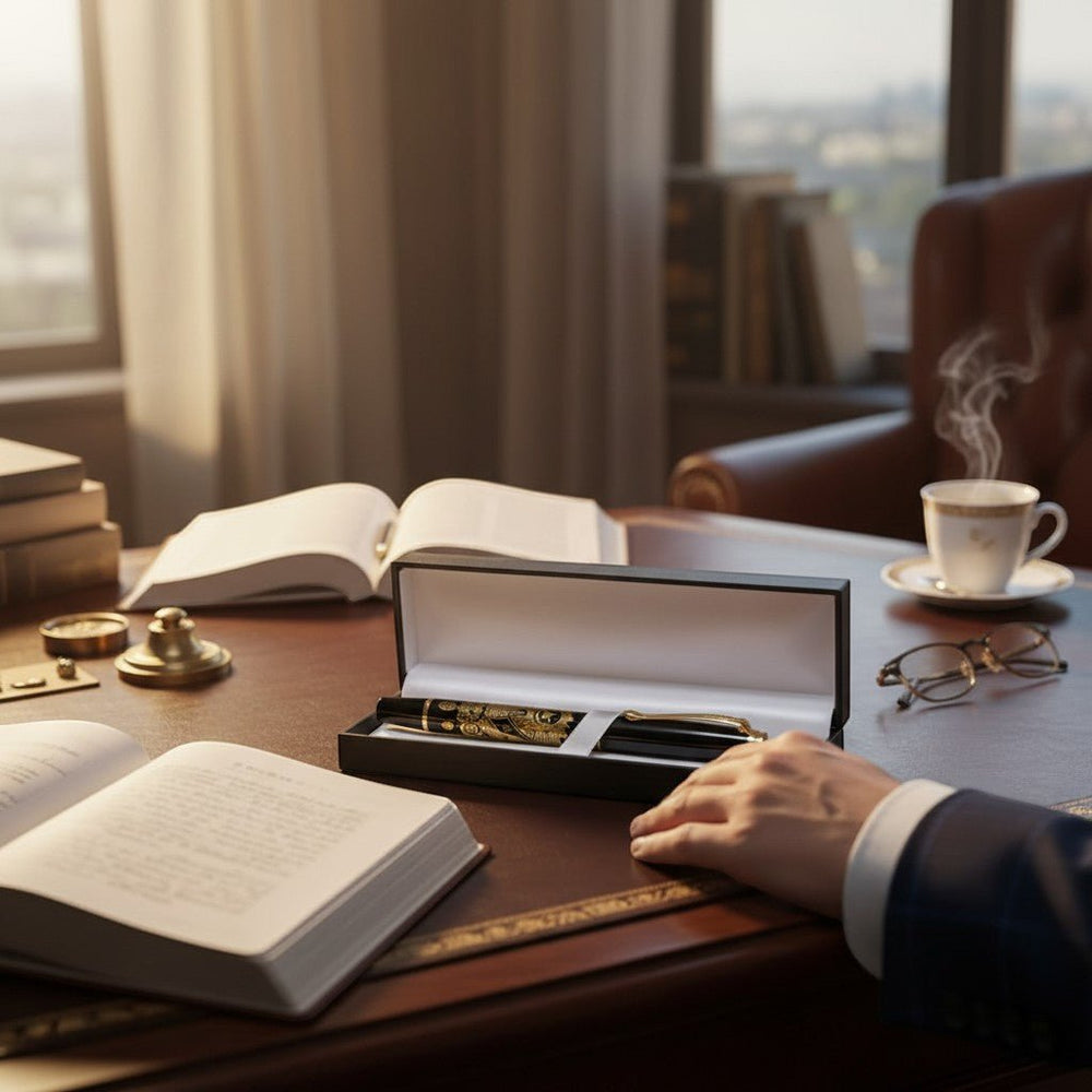 Osmanlı Tuğralı Metal Kalem - Hediye Kutusu
