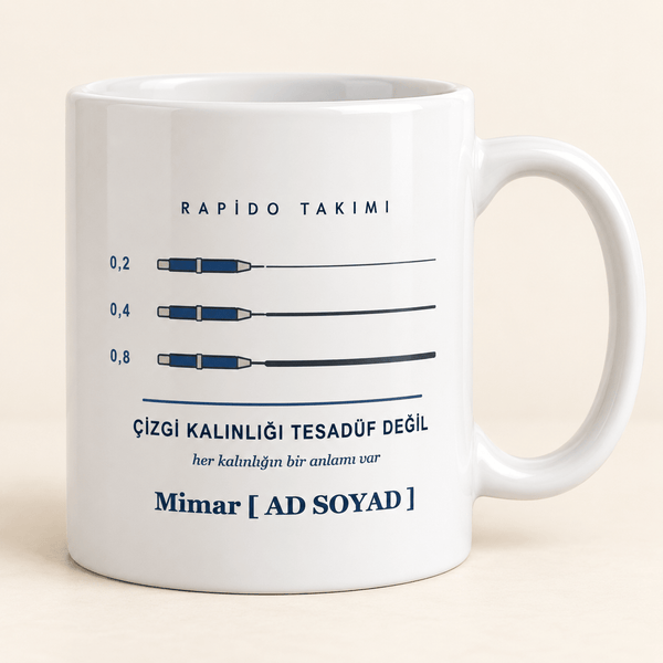 Rapido Takımlı İsimli Mimar Kupası - Hediye Kutusu