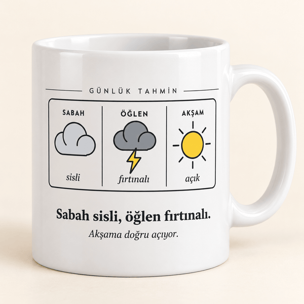 "Sabah Sisli, Öğlen Fırtınalı" Esprili Kupa - Hediye Kutusu