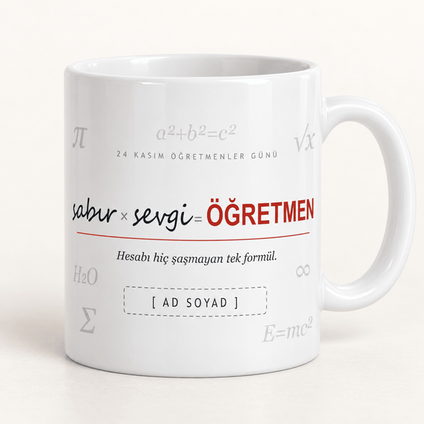 Sabır x Sevgi Formülü İsimli Öğretmenler Günü Kupası - Hediye Kutusu