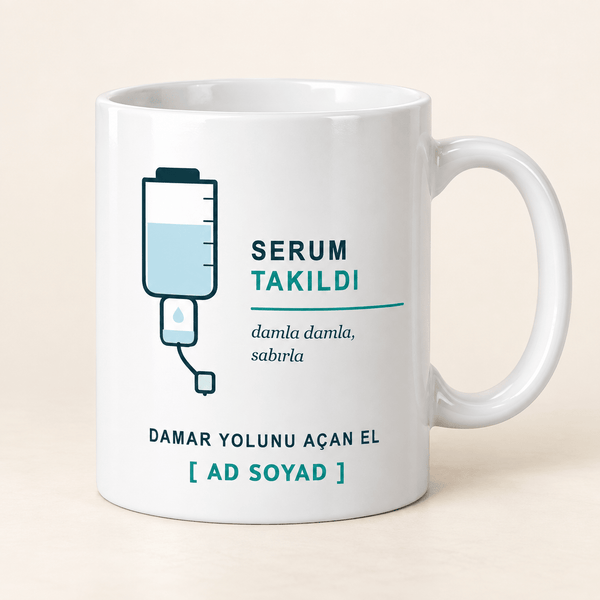 Serum Setli İsimli Hemşire Kupası - Hediye Kutusu