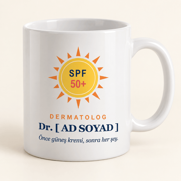 SPF Güneşli İsimli Dermatolog Kupası - Hediye Kutusu