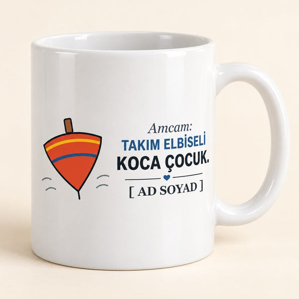 Takım Elbiseli Koca Çocuk - İsimli Amca Kupası - Hediye Kutusu