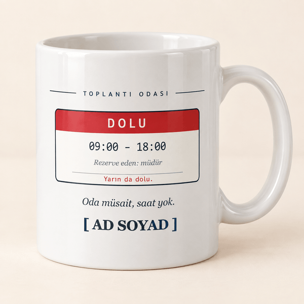 "Toplantı Odası Dolu" Esprili Müdür Kupası - Hediye Kutusu