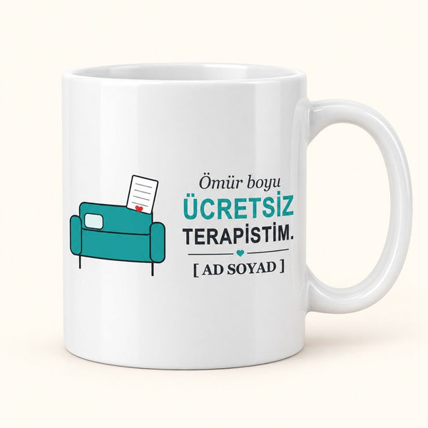 Ücretsiz Terapistim - İsimli Kardeş Kupası - Hediye Kutusu