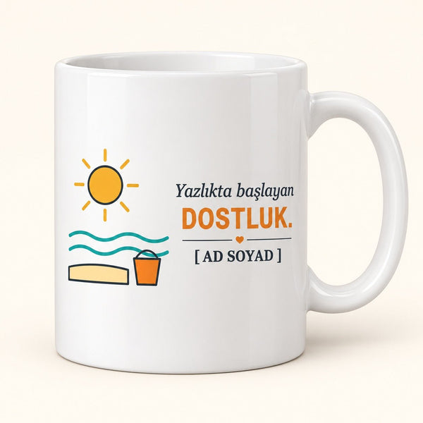 Yazlıkta Başlayan Dostluk - İsimli Kuzen Kupası - Hediye Kutusu