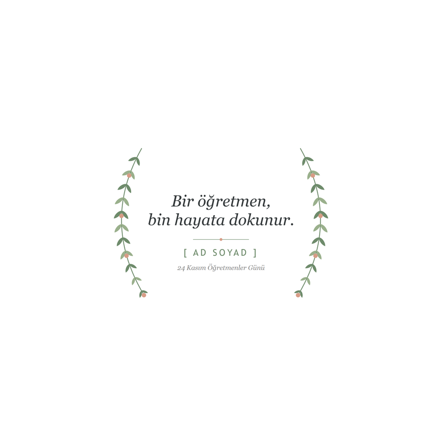 Botanik alıntılı kupa tasarımının düz görünümü ve isim alanı