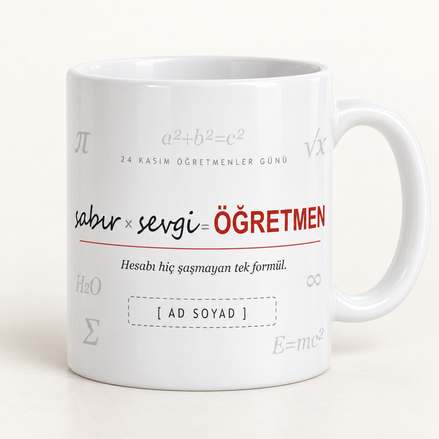 Sabır x sevgi formüllü isimli Öğretmenler Günü kupası