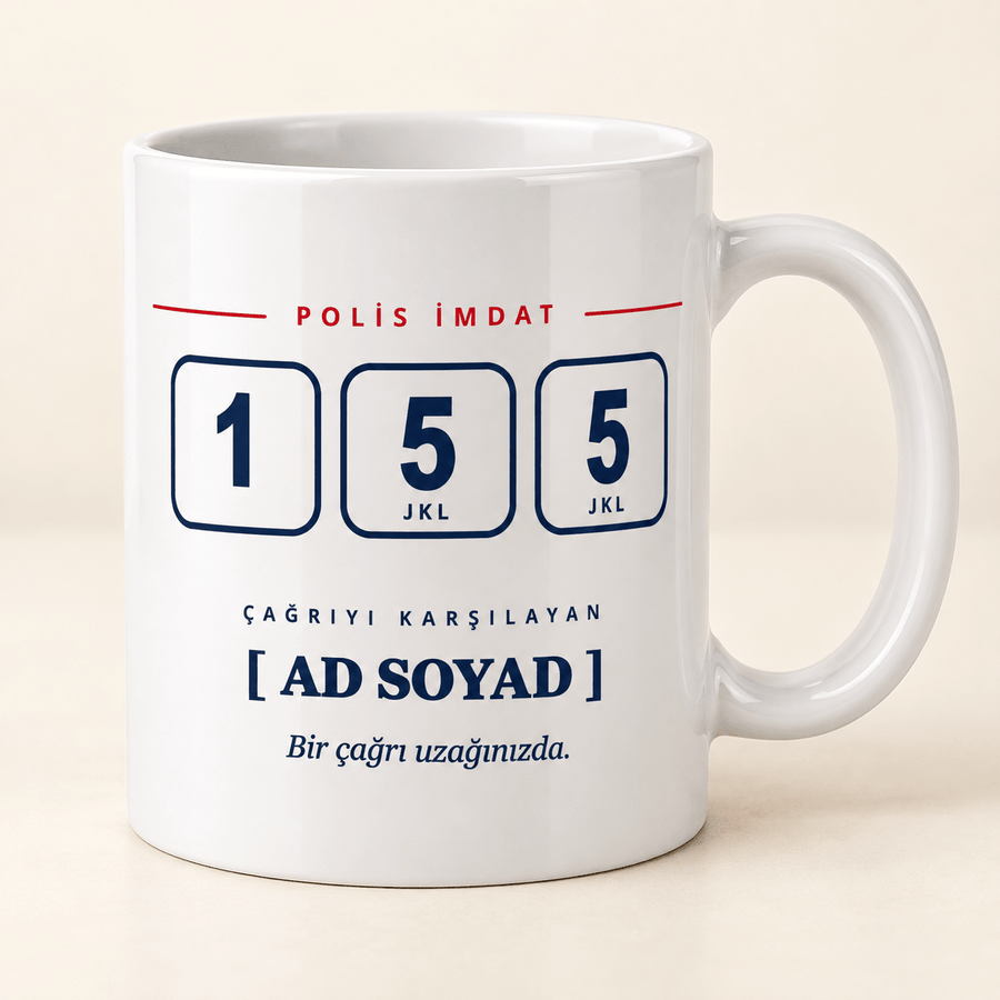 155 İmdat Tuşlu İsimli Polis Kupası - Hediye Kutusu