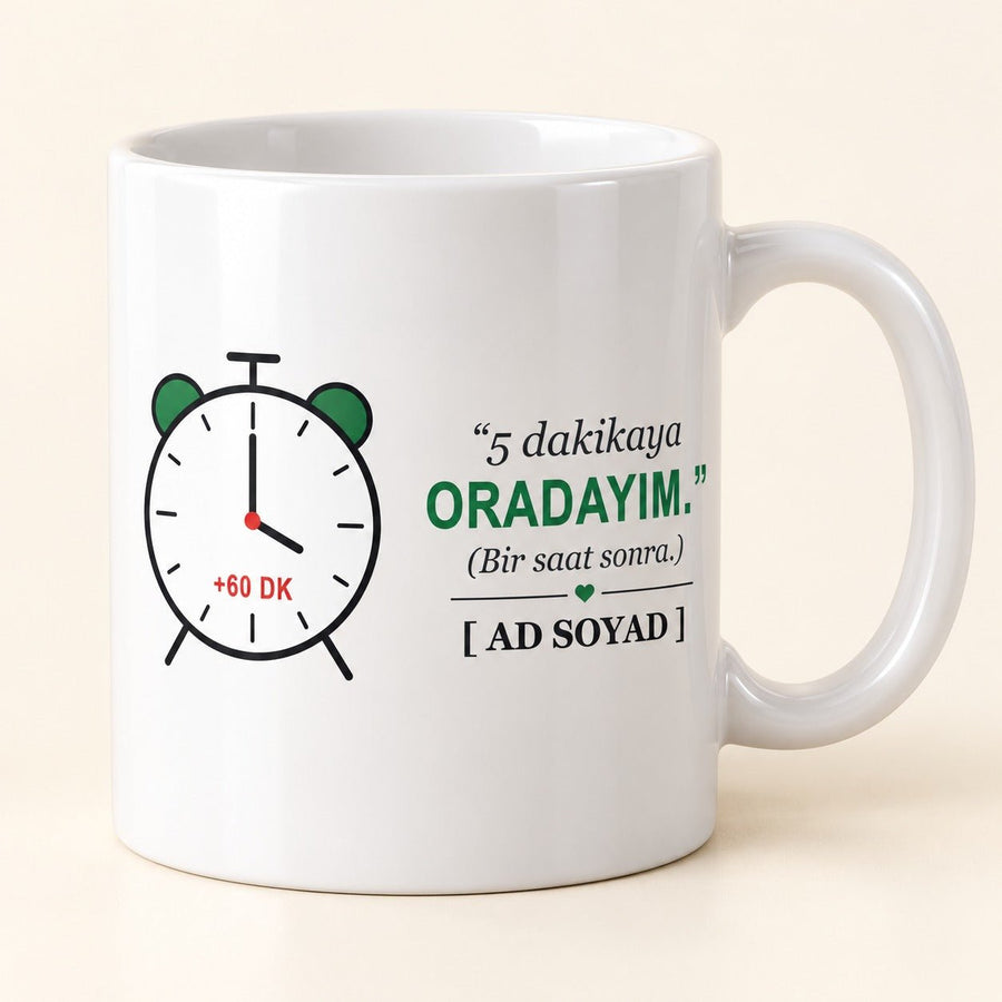 5 Dakikaya Oradayım - İsimli Abi Kupası - Hediye Kutusu