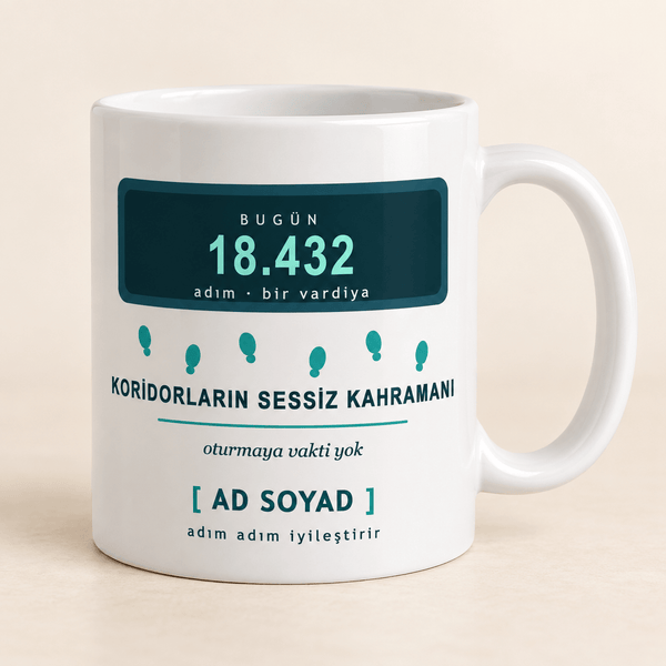 Adım Sayaçlı İsimli Hemşire Kupası - Hediye Kutusu
