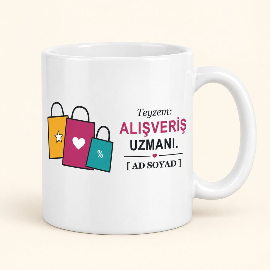 Alışveriş Uzmanı - İsimli Teyze Kupası - Hediye Kutusu