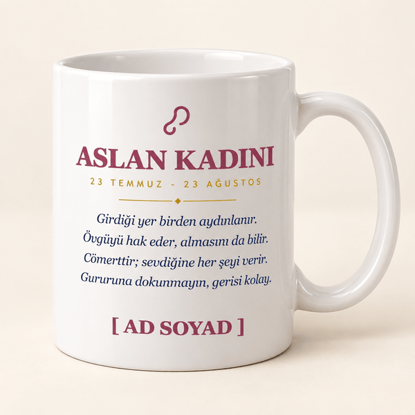 Aslan Kadını İsimli Kupa - Hediye Kutusu
