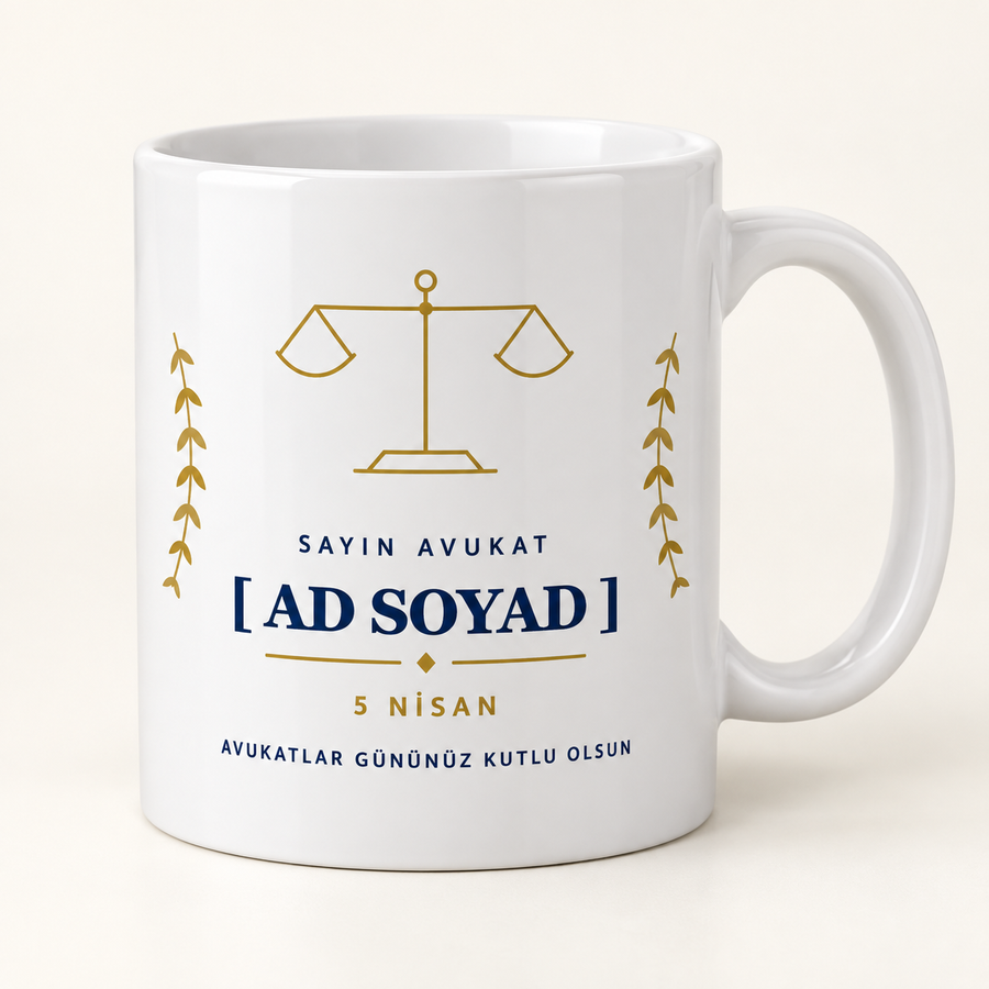 Adalet terazisi desenli isimli Avukatlar Günü kupası