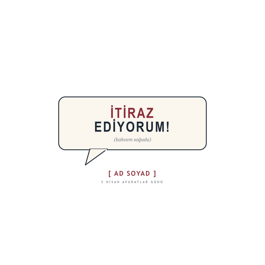 İtiraz ediyorum kupa tasarımının düz görünümü ve isim alanı