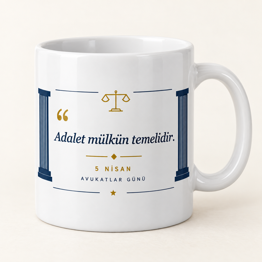 Adalet mülkün temelidir yazılı Avukatlar Günü kupası