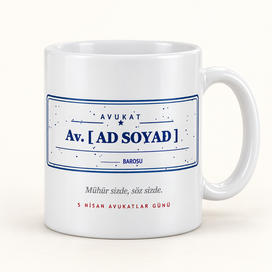 Avukat kaşesi desenli isimli kupa