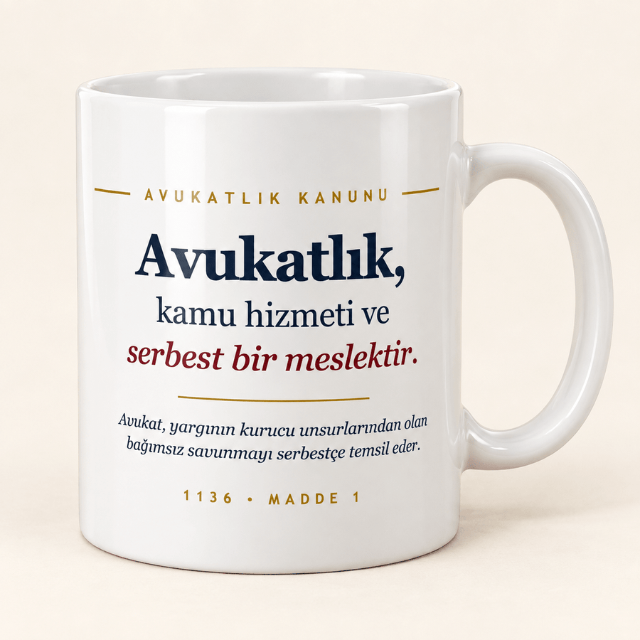 Avukatlık Kanunu Madde 1 Yazılı Kupa - Hediye Kutusu