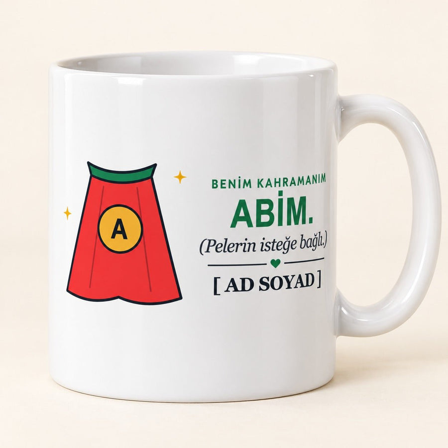 Benim Kahramanım - İsimli Abi Kupası - Hediye Kutusu