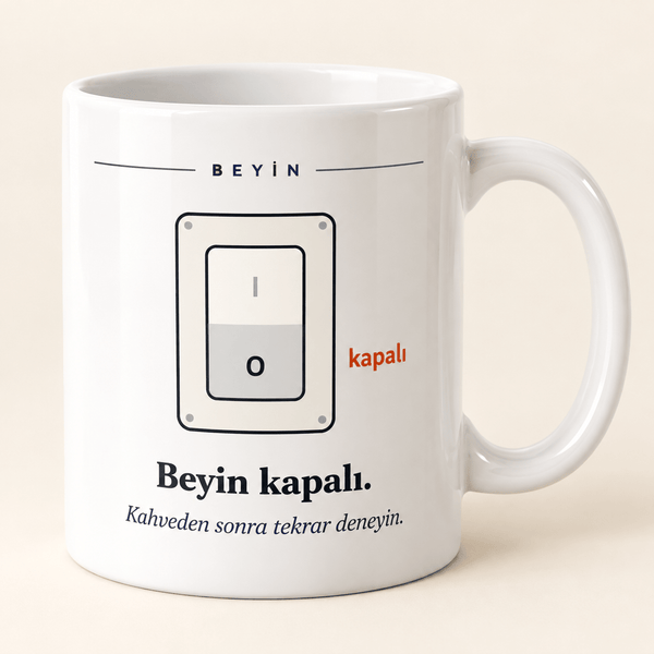 "Beyin Kapalı" Esprili Kupa - Hediye Kutusu