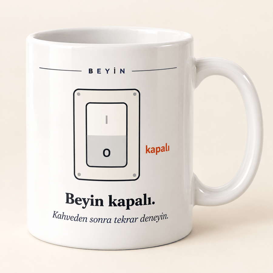 "Beyin Kapalı" Esprili Kupa - Hediye Kutusu