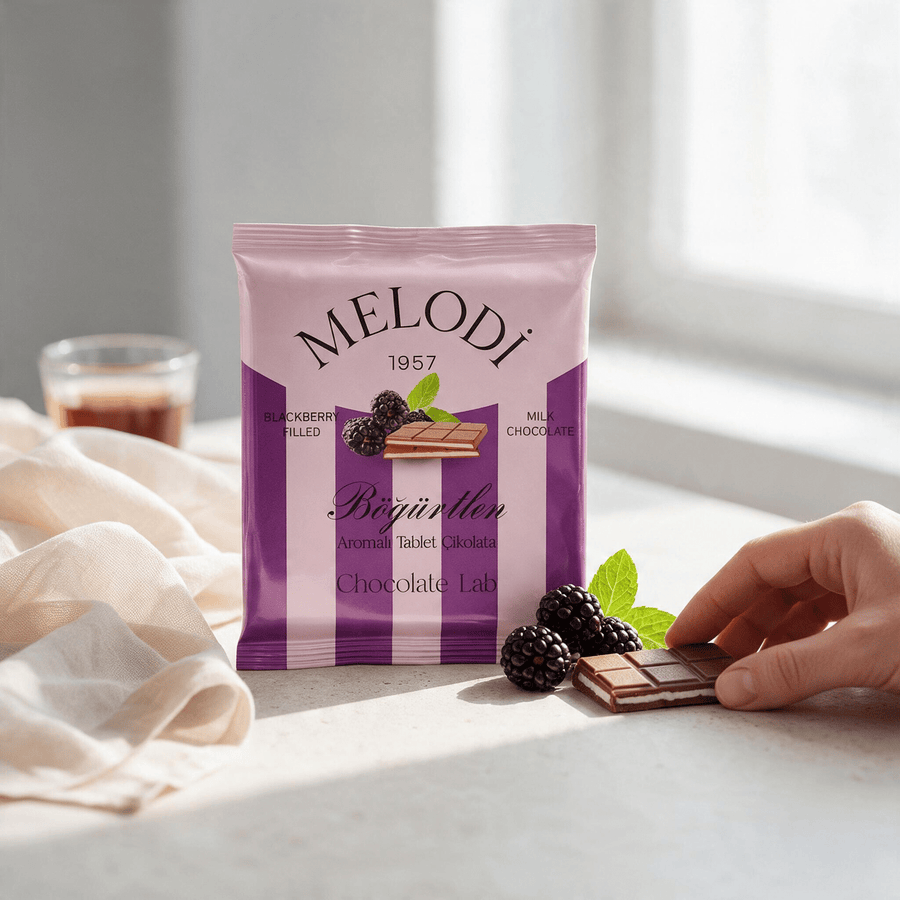 Böğürtlen Aromalı Krema Dolgulu Sütlü Tablet 60 g - Hediye Kutusu
